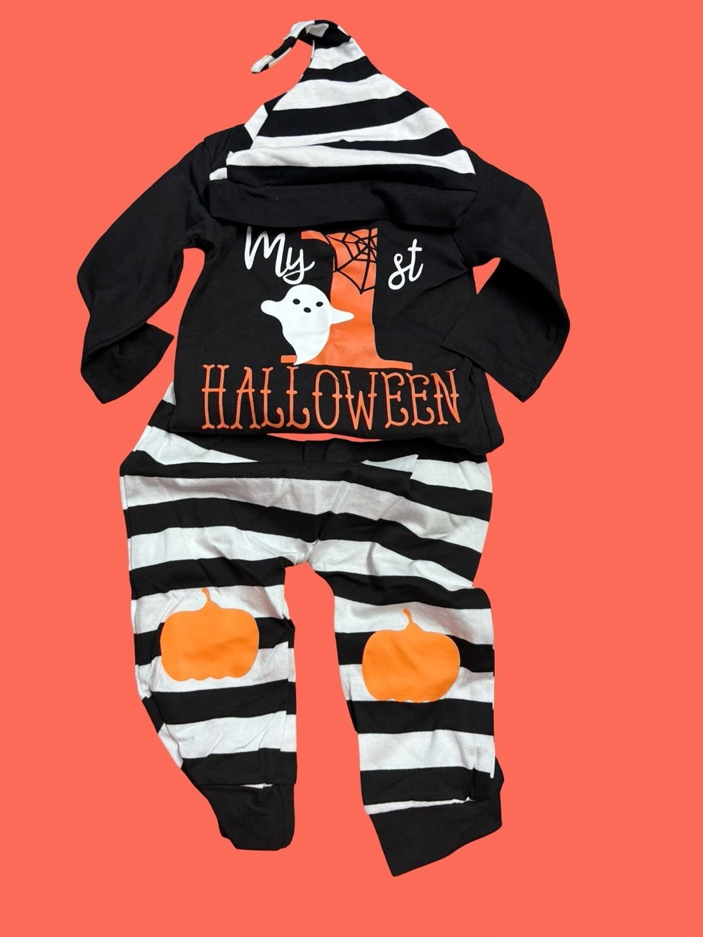 Unbranded Black & White Striped "My 1st Halloween" Baby Costume